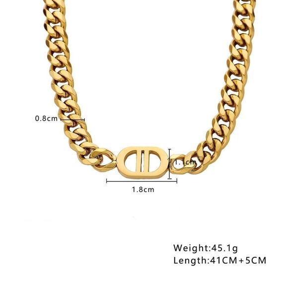 18K Gold Plated Designer CD 18K Chain Necklace - Picture 8 of 12
